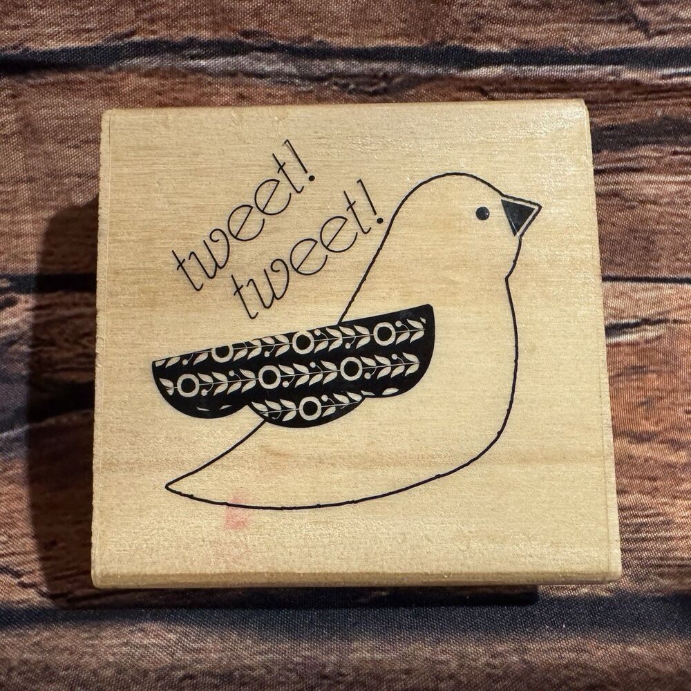 Tweet Tweet Bird Wood Rubber Stamp Folk Art Wing Scrapbooking Card Making Craft